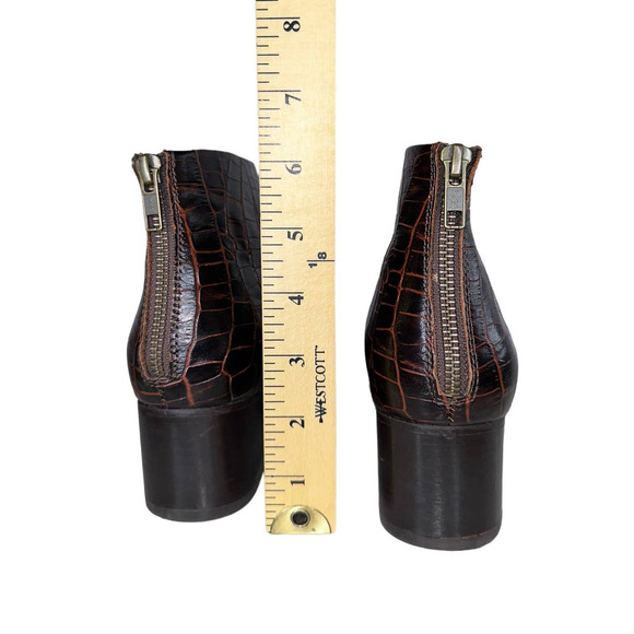 Seychelles Floodpain Booties Croc Embossed Leather Ankle Boots Back Zip Up 8 - Picture 9 of 11